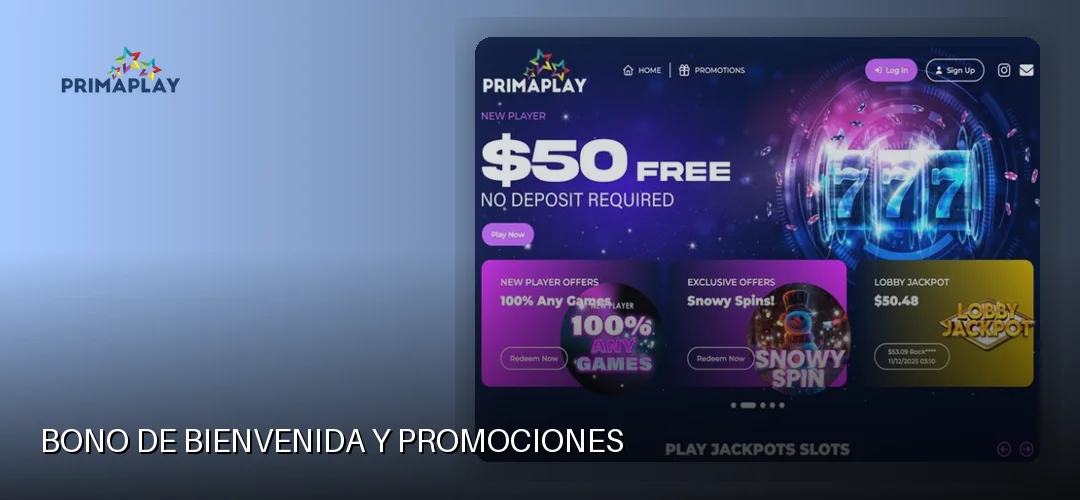 Bono de bienvenida y promociones
